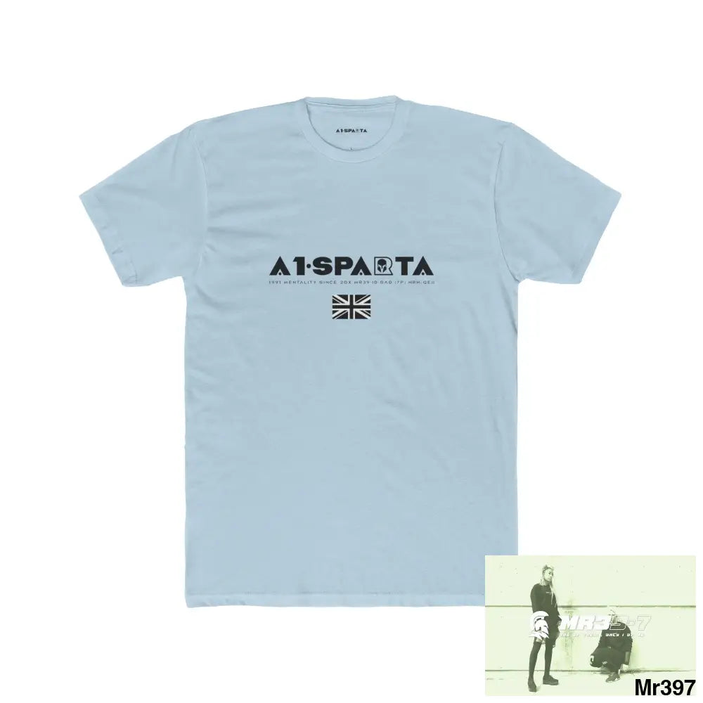 A1-Sparta Tactical GB 2012 My work Colwyn Bay to and from Men’s Cotton Crew Tee Solid Light Blue / S T-Shirt