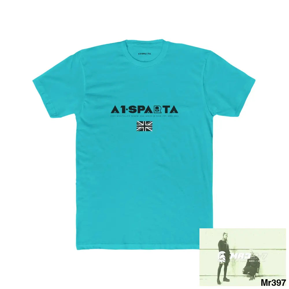 A1-Sparta Tactical GB 2012 My work Colwyn Bay to and from Men’s Cotton Crew Tee Solid Tahiti Blue / S T-Shirt
