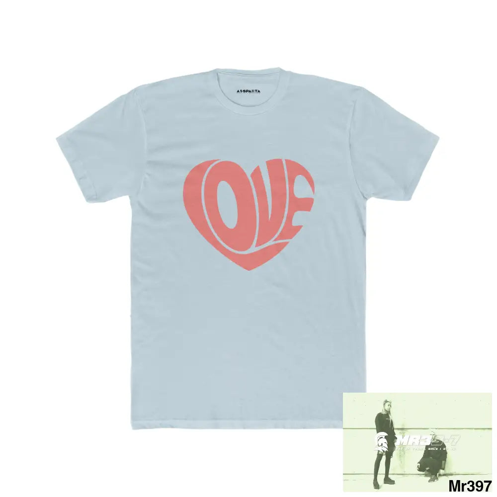 A1•Sparta Tactical Love Men’s Cotton Crew Tee Solid Light Blue / S T-Shirt