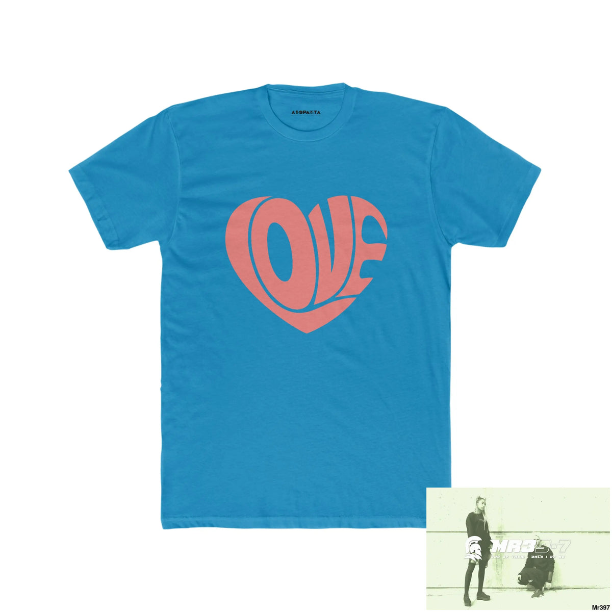 A1•Sparta Tactical Love Men’s Cotton Crew Tee Solid Turquoise / S T-Shirt