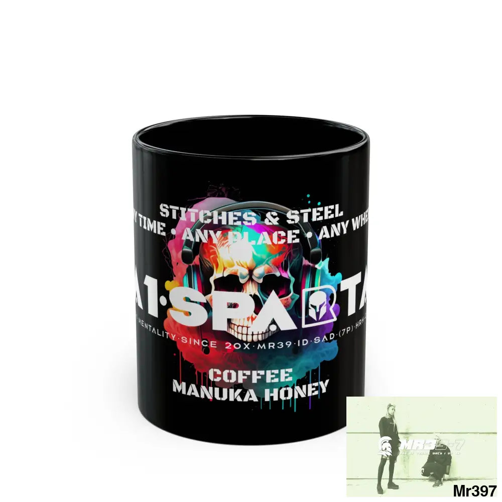 A1•Sparta Tear Drop Stitches & Steel ATAPAW Choose Life Manuka Honey Coffee 11oz Black Mug 11oz Mug