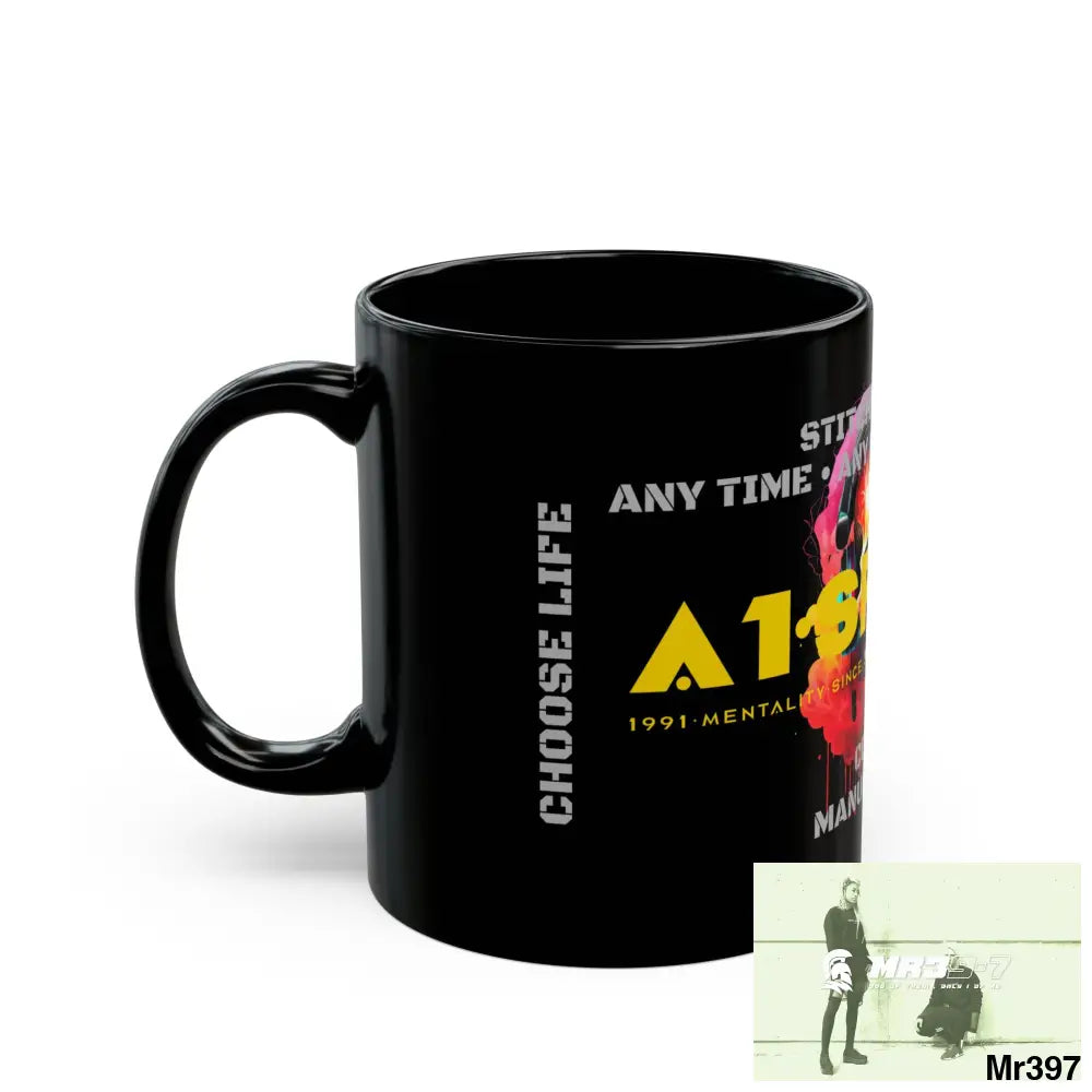 A1•Sparta Tear Drop Stitches & Steel ATAPAW Choose Life Manuka Honey Coffee 11oz Black Mug 11oz Mug