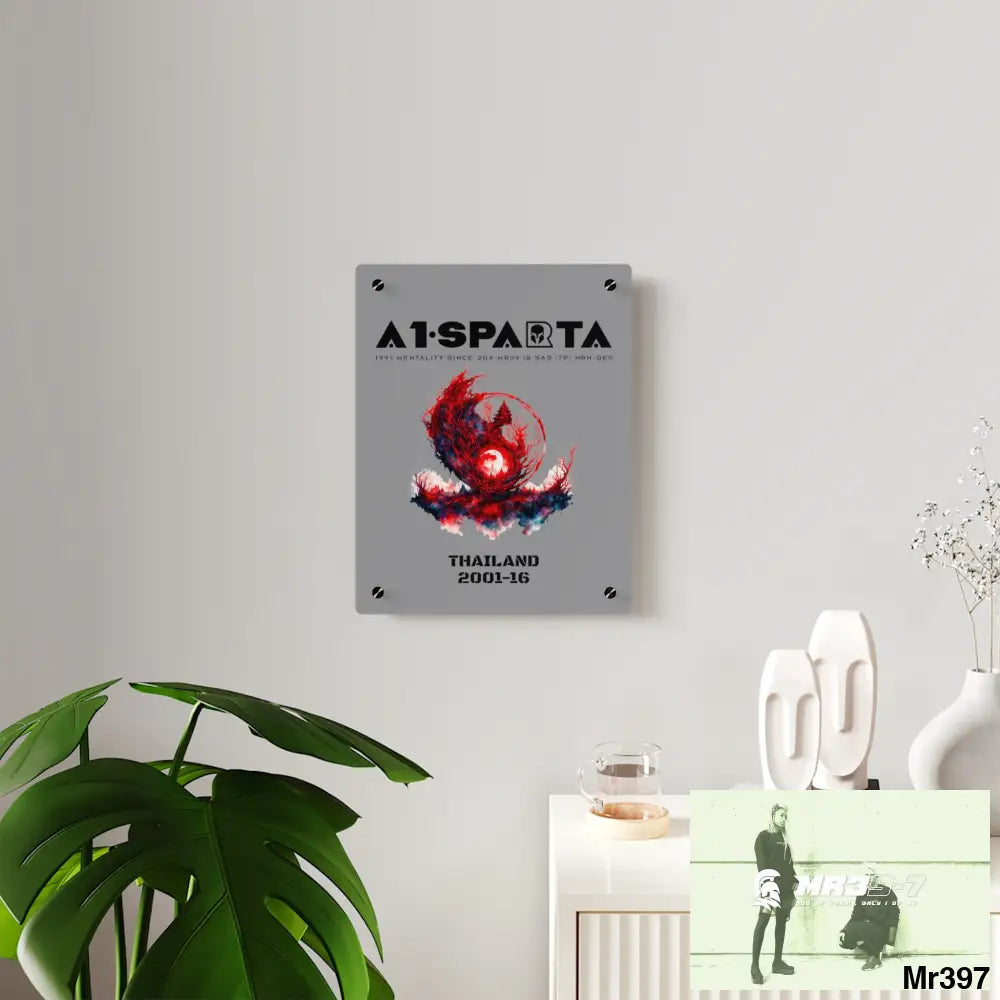 A1-Sparta Thailand 2001-16 Abstract Yin-Yang Symbol in Red and Black- Acrylic Wall Art Panels Home Decor