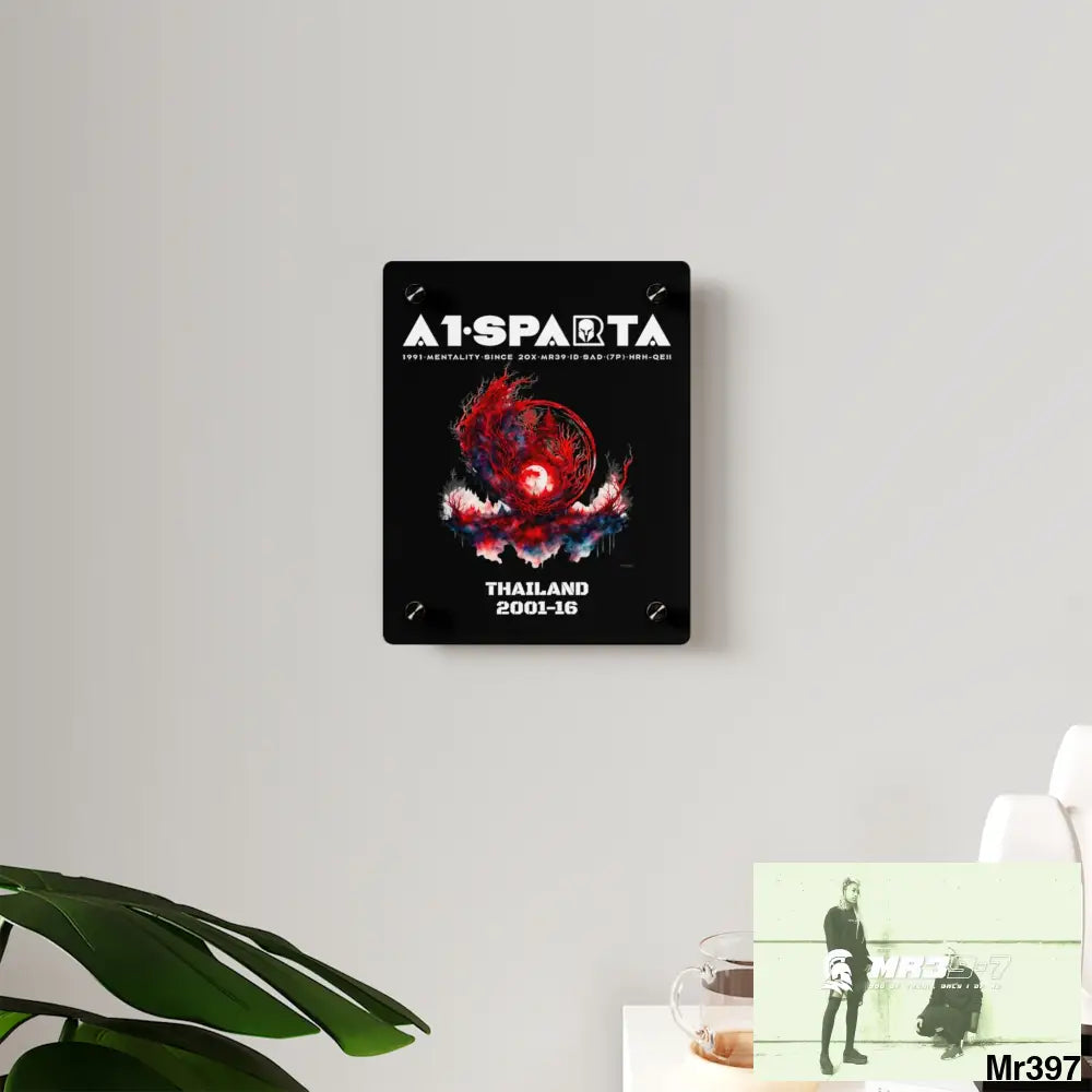 A1-Sparta Thailand 2001-16 Abstract Yin-Yang Symbol in Red and Black Acrylic Wall Art Panels Home Decor