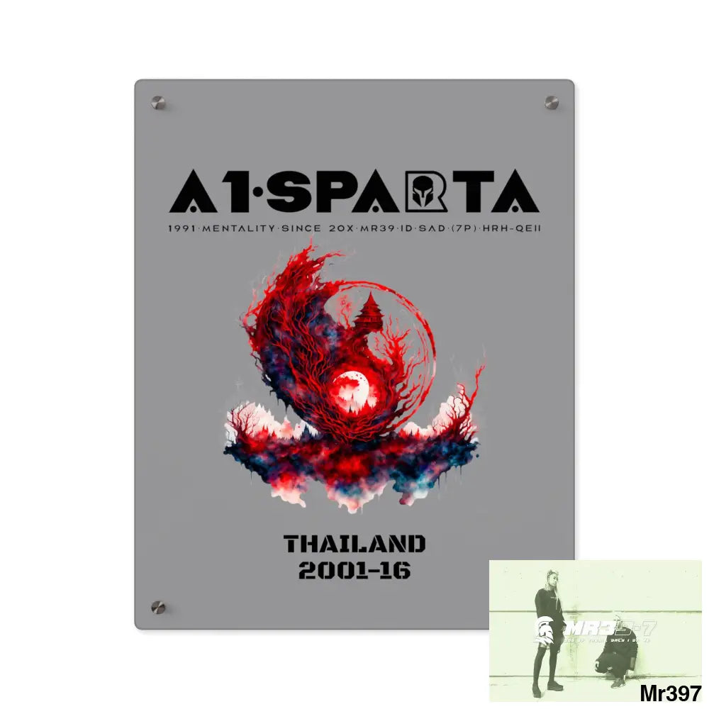 A1-Sparta Thailand 2001-16 Abstract Yin-Yang Symbol in Red and Black- Acrylic Wall Art Panels 16″ x 20″ (Vertical)