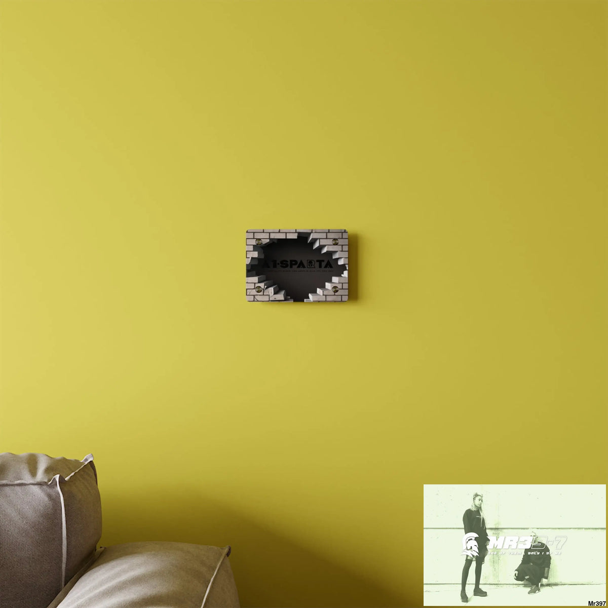 A1-Sparta Through the 3D Cracked Brick Wall Graphic Acrylic Wall Art Panels Home Decor