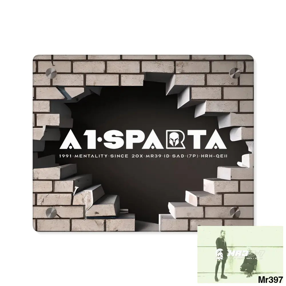 A1-Sparta Through the 3D Cracked Brick Wall Graphic Acrylic Wall Art Panels 10″ x 8″ (Horizontal) / 0.25’’ Home Decor