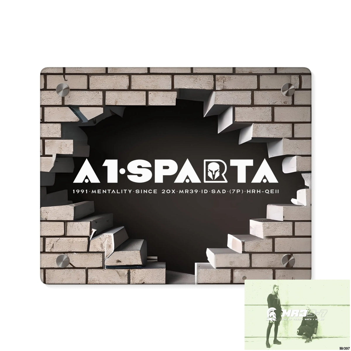 A1-Sparta Through the 3D Cracked Brick Wall Graphic Acrylic Wall Art Panels 10″ x 8″ (Horizontal) / 0.25’’ Home Decor