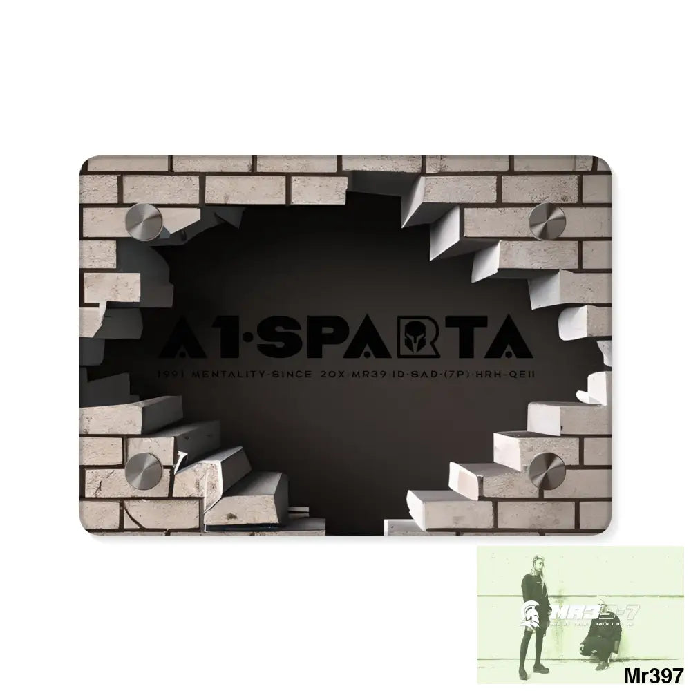A1-Sparta Through the 3D Cracked Brick Wall Graphic Acrylic Wall Art Panels 7’’ x 5’’ (Horizontal) / 0.25’’ Home Decor