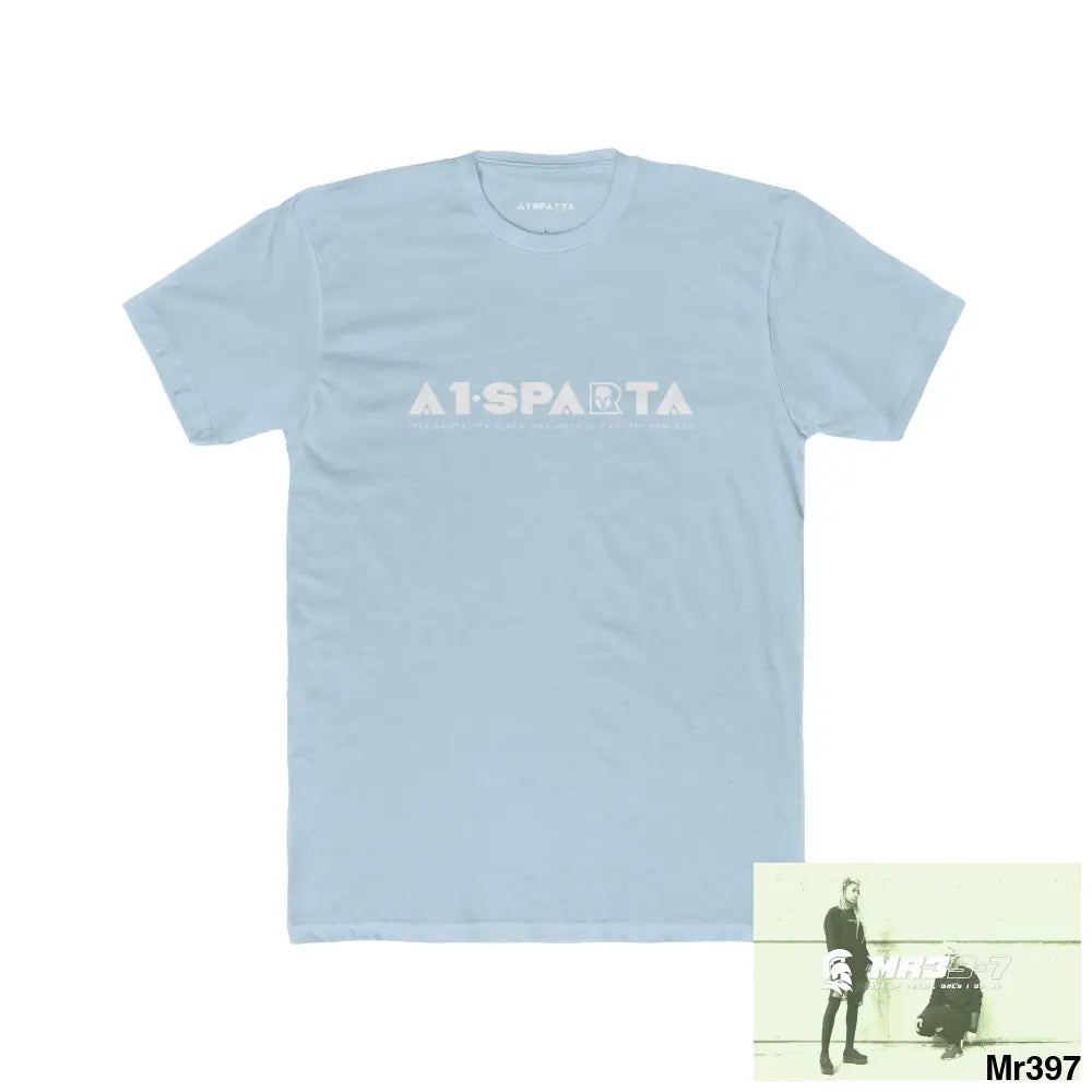 A1 Sparta White Choose Life Men’s Cotton Crew Tee Solid Light Blue / S T-Shirt