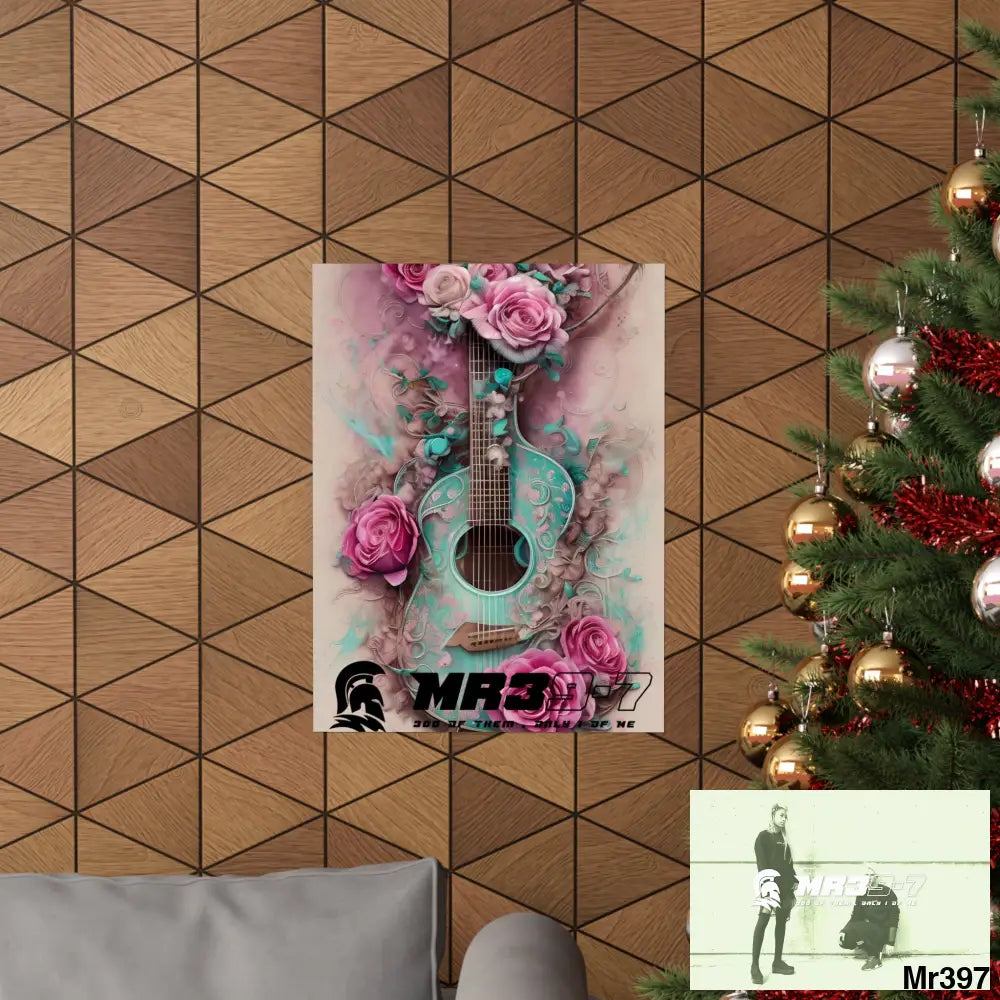 A1.Sparta with pink roses and guitar Matte Vertical Posters Poster
