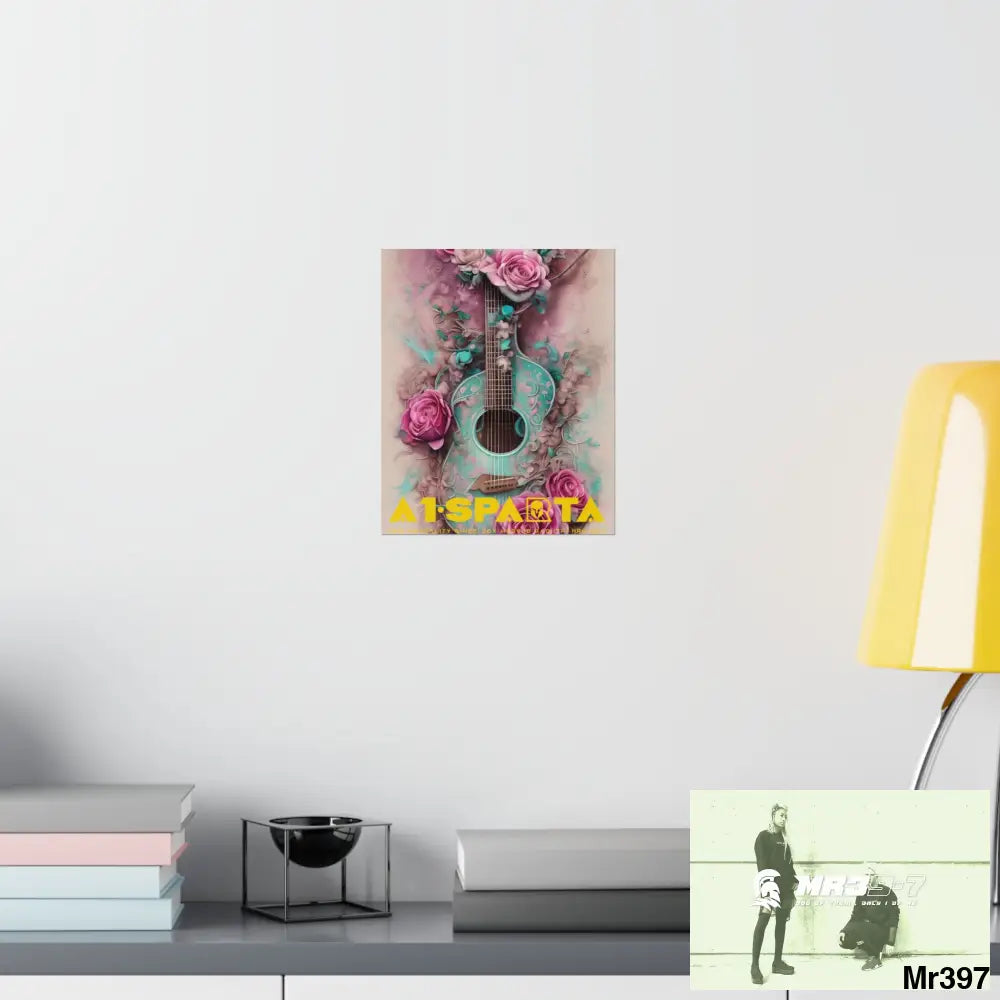 A1.Sparta with pink roses and guitar Matte Vertical Posters Poster