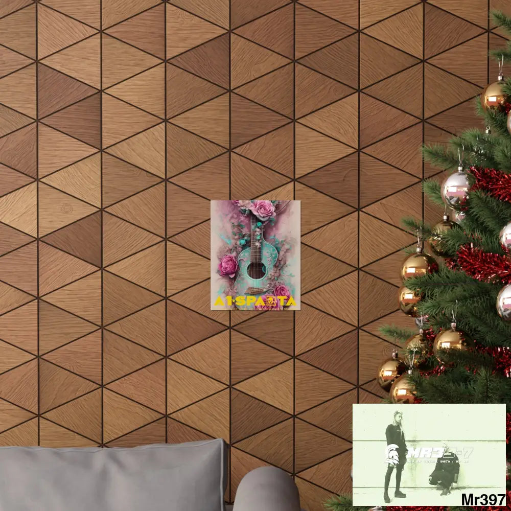 A1.Sparta with pink roses and guitar Matte Vertical Posters Poster