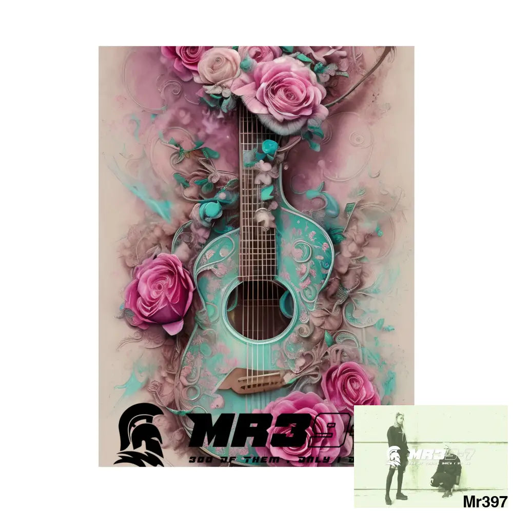 A1.Sparta with pink roses and guitar Matte Vertical Posters Poster