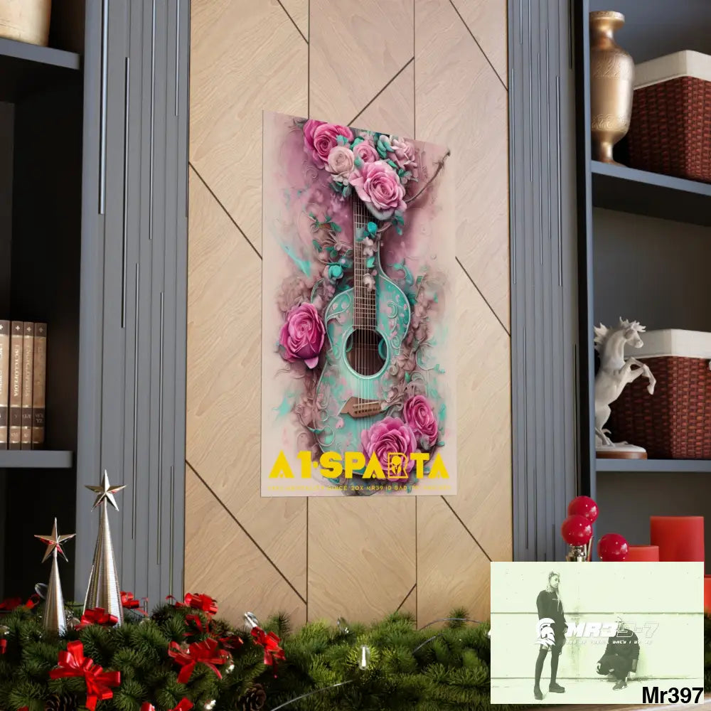 A1.Sparta with pink roses and guitar Matte Vertical Posters Poster