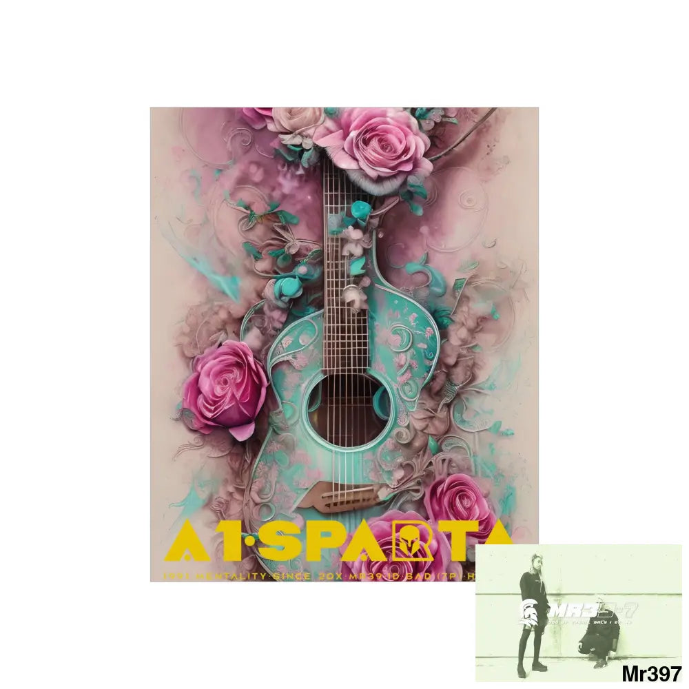 A1.Sparta with pink roses and guitar Matte Vertical Posters Poster
