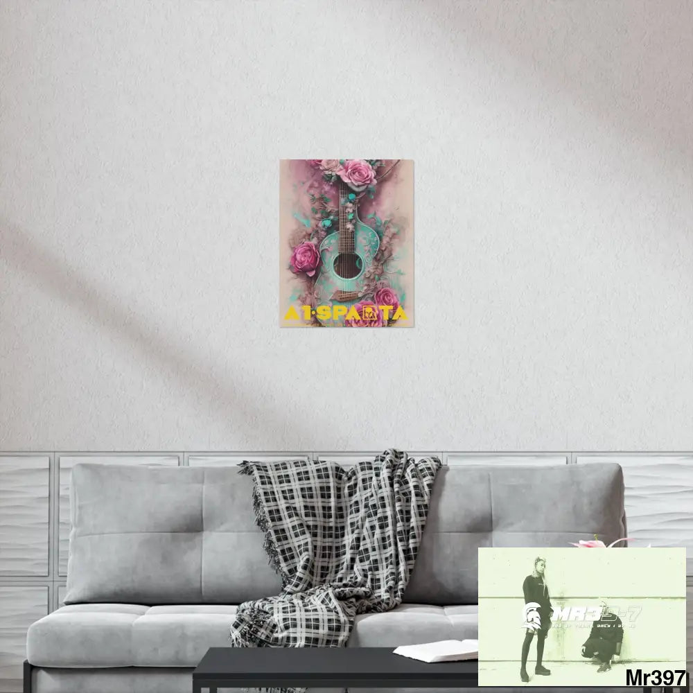 A1.Sparta with pink roses and guitar Matte Vertical Posters Poster