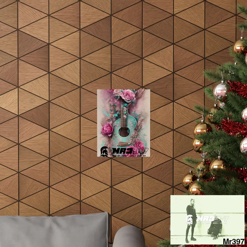 A1.Sparta with pink roses and guitar Matte Vertical Posters Poster