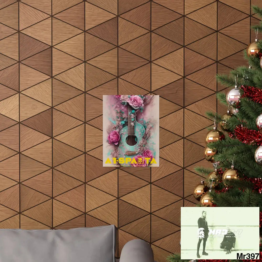 A1.Sparta with pink roses and guitar Matte Vertical Posters Poster