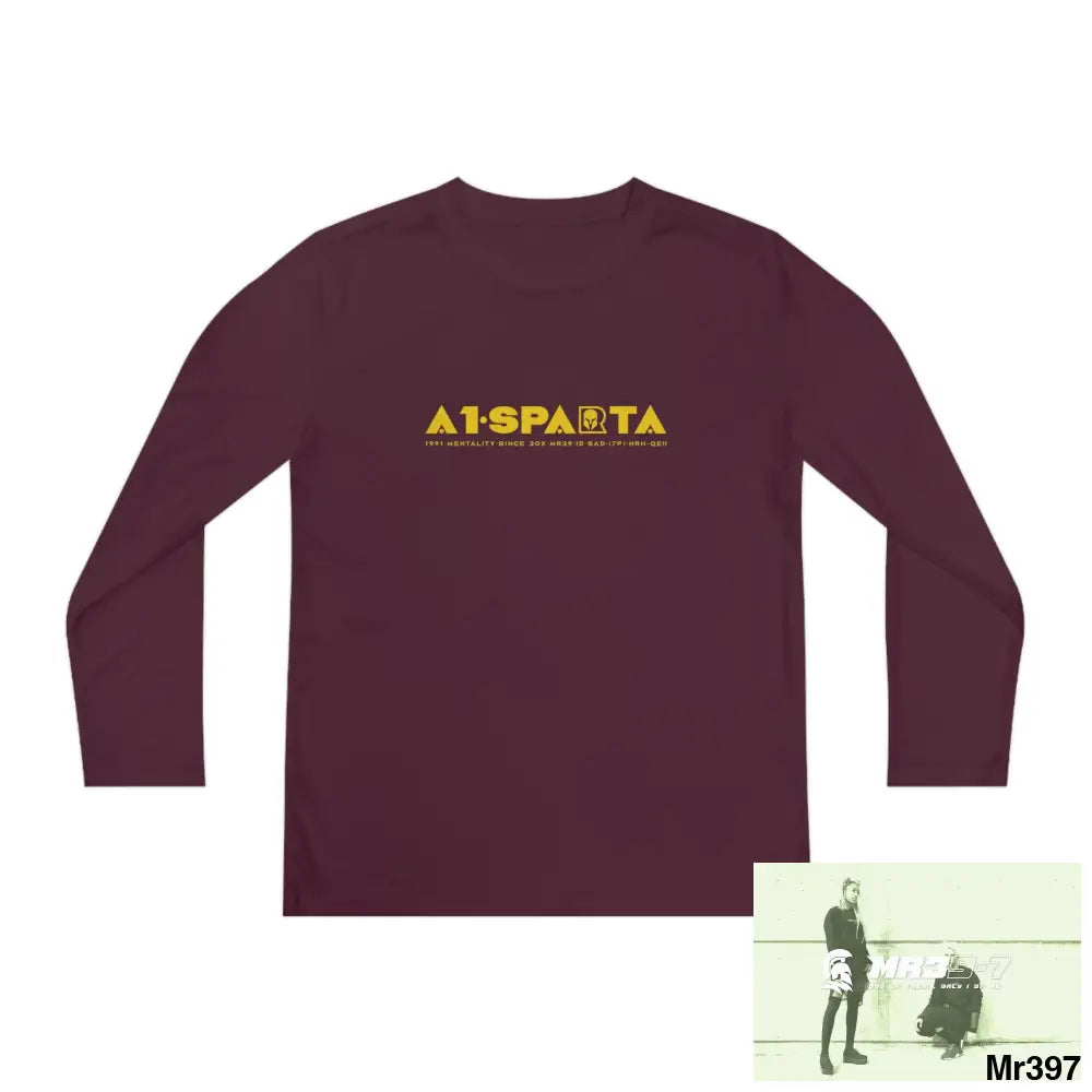 A1-Sparta Youth Long Sleeve Competitor Tee Maroon / S Kids clothes
