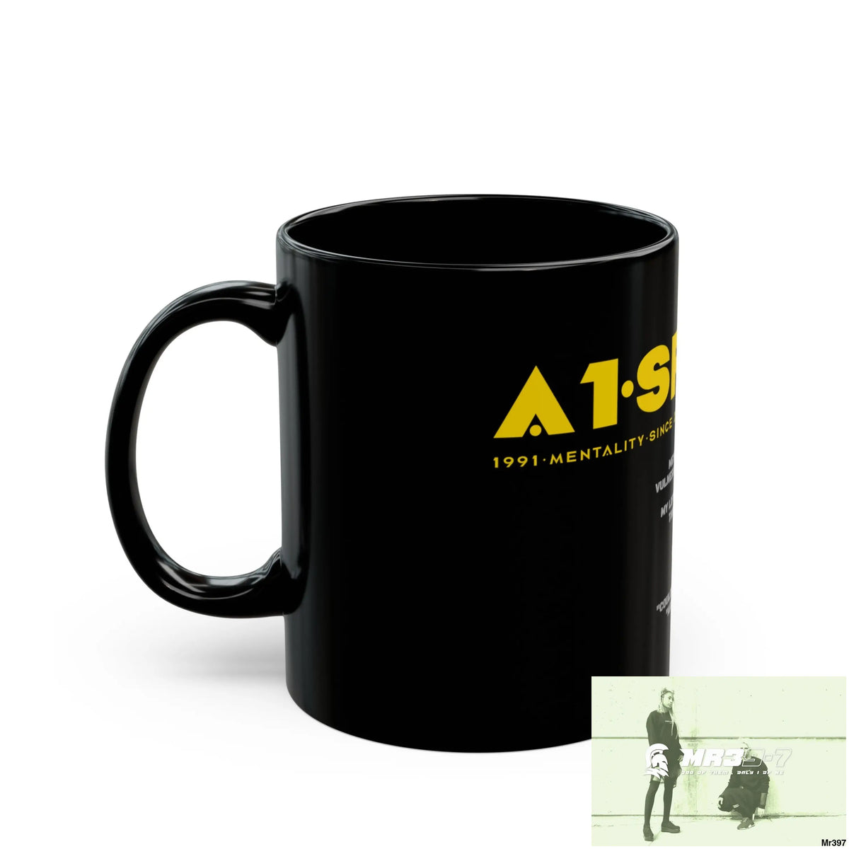 A1•Sparta11oz Black Mug Mental Health VAR / Couldn’t kill flies around shit 11oz Mug