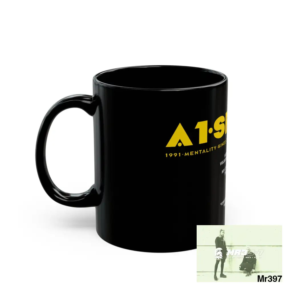 A1•Sparta11oz Black Mug Mental Health VAR / Couldn’t kill flies around shit 11oz Mug