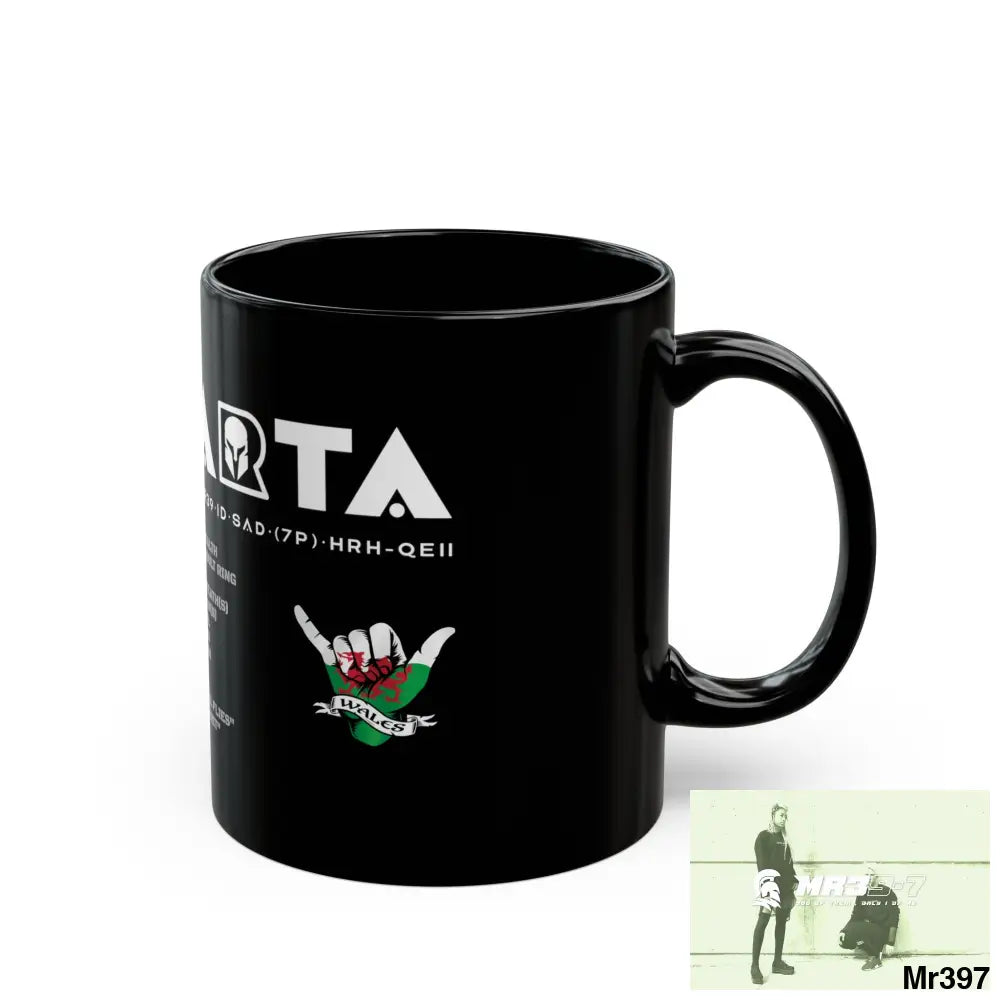 A1•Sparta11oz Tactical GB / Wales Black Mug Mental Health VAR / My Life My Deaths Their Plans Failed Couldn’t kill