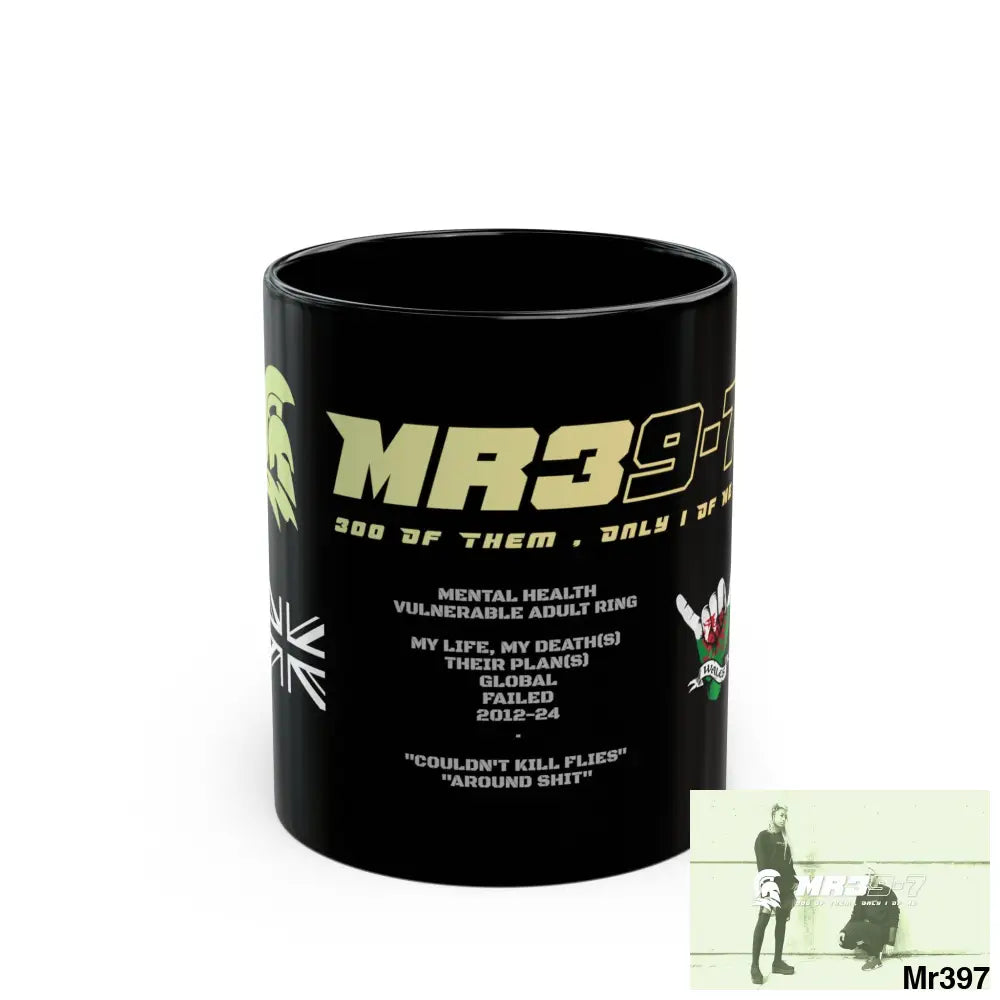 A1•Sparta11oz Tactical GB / Wales Black Mug Mental Health VAR / My Life My Deaths Their Plans Failed Couldn’t kill