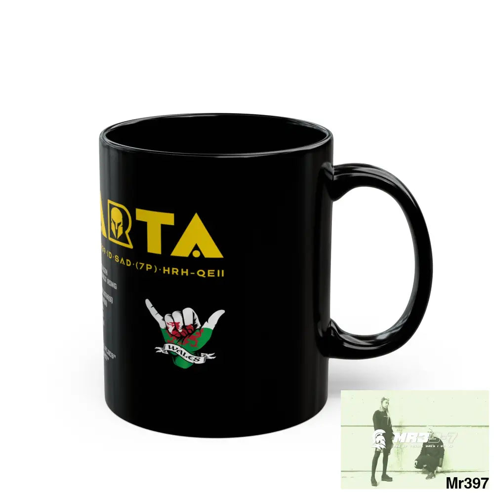 A1•Sparta11oz Tactical GB / Wales Black Mug Mental Health VAR / My Life My Deaths Their Plans Failed Couldn’t kill