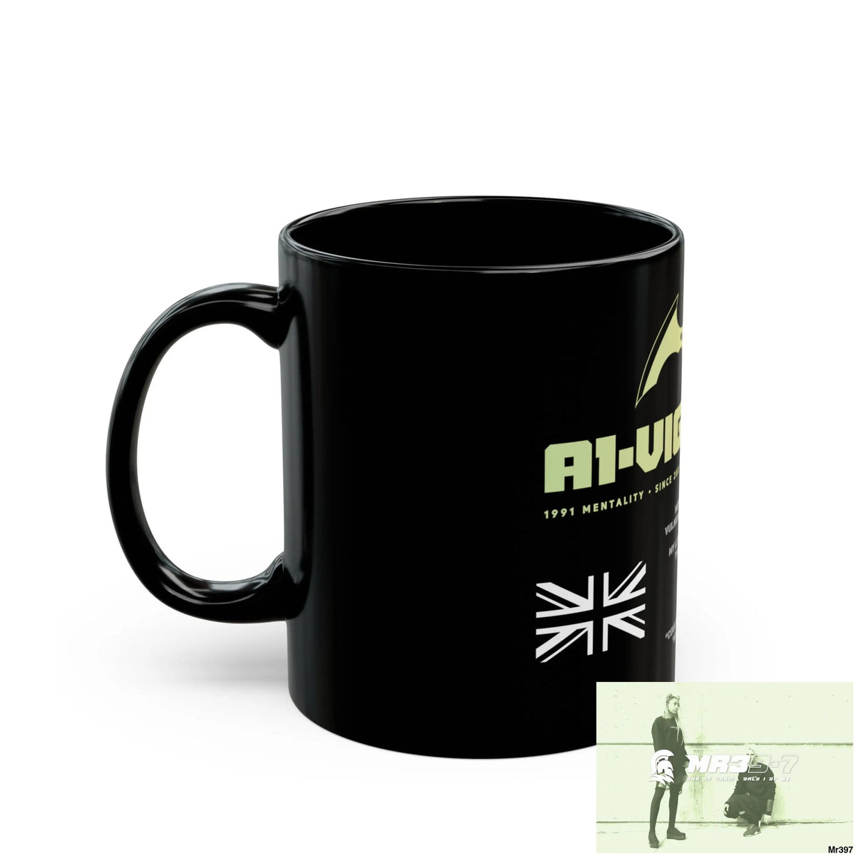 A1• Vigilante 11oz Tactical GB / Wales Black Mug Mental Health VAR / My Life My Deaths Their Plans Failed Couldn’t kill