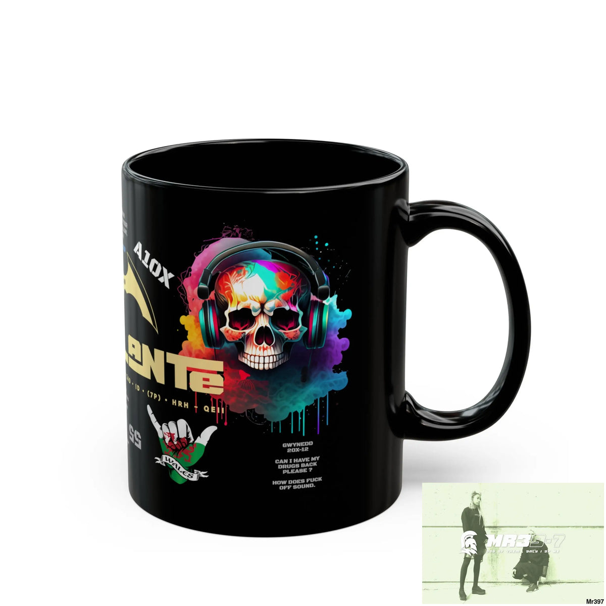 A1-Vigilante 11oz Tactical GB / Wales Black Mug Mental Health VAR / My Life My Deaths Their Plans Failed Couldn’t kill