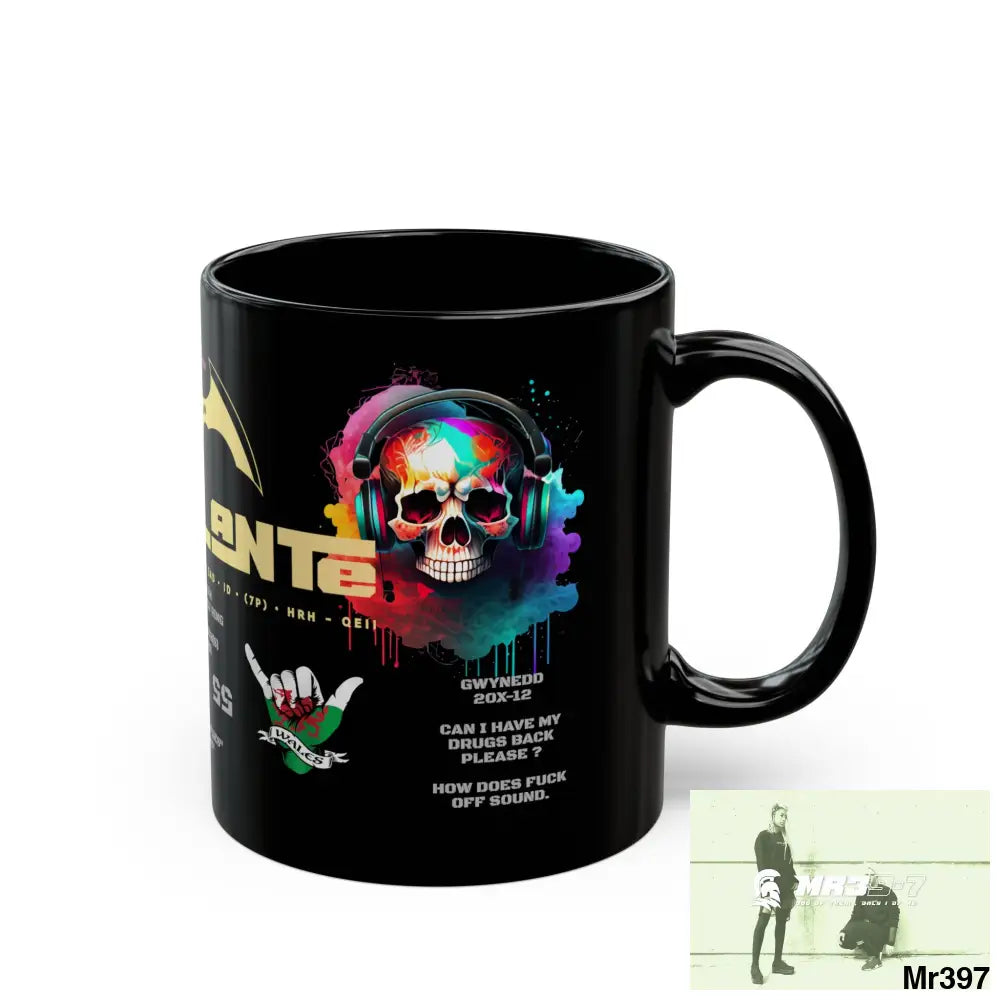A1• Vigilante 11oz Tactical GB / Wales Black Mug Mental Health VAR / My Life My Deaths Their Plans Failed Couldn’t kill