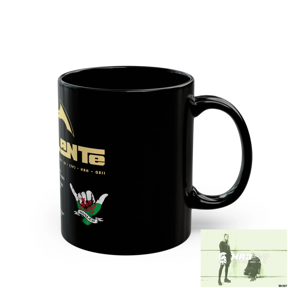 A1• Vigilante 11oz Tactical GB / Wales Black Mug Mental Health VAR / My Life My Deaths Their Plans Failed Couldn’t kill
