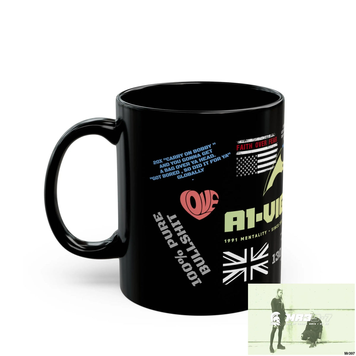 A1-Vigilante 11oz Tactical GB / Wales Black Mug Mental Health VAR / My Life My Deaths Their Plans Failed Couldn’t kill