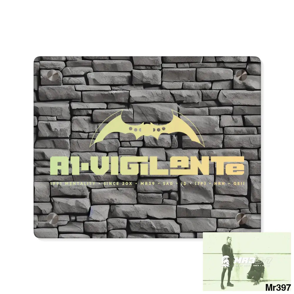 A1-Vigilante 3D Dark Black Brick Wall 32k Ultrarealistic High quality Acrylic Wall Art Panels 10″ x 8″ (Horizontal)