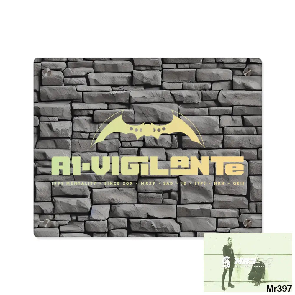 A1-Vigilante 3D Dark Black Brick Wall 32k Ultrarealistic High quality Acrylic Wall Art Panels 14″ x 11″ (Horizontal)