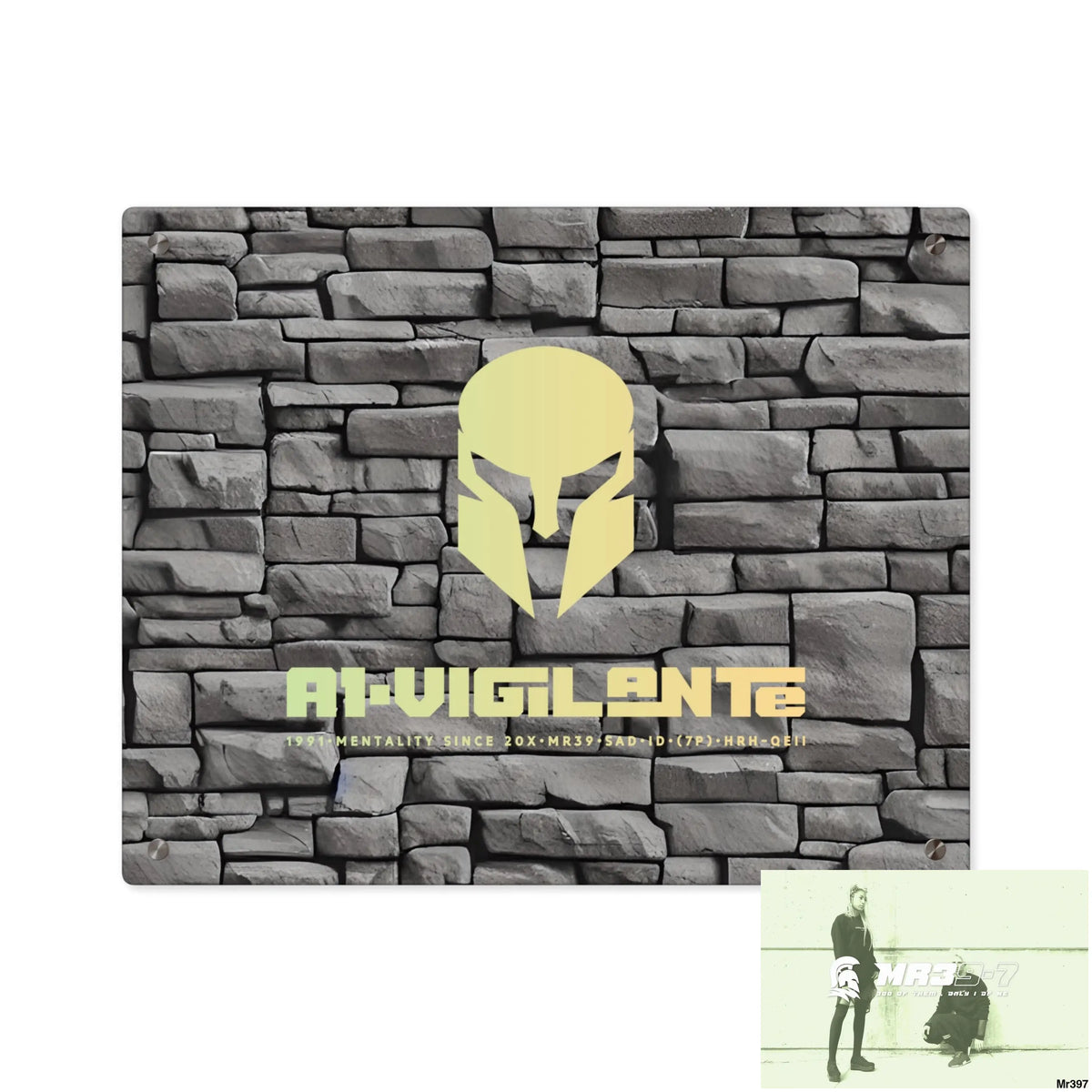 A1-Vigilante 3D Dark Black Brick Wall 32k Ultrarealistic High quality Acrylic Wall Art Panels 20″ x 16″ (Horizontal)