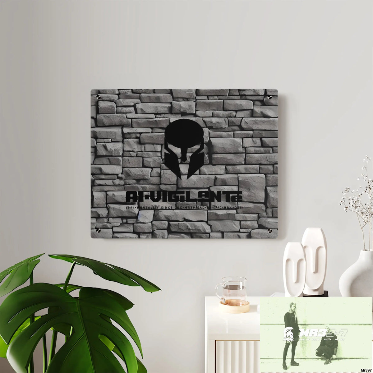 A1-Vigilante 3D Dark Black Brick Wall 32k Ultrarealistic High quality Acrylic Wall Art Panels Home Decor