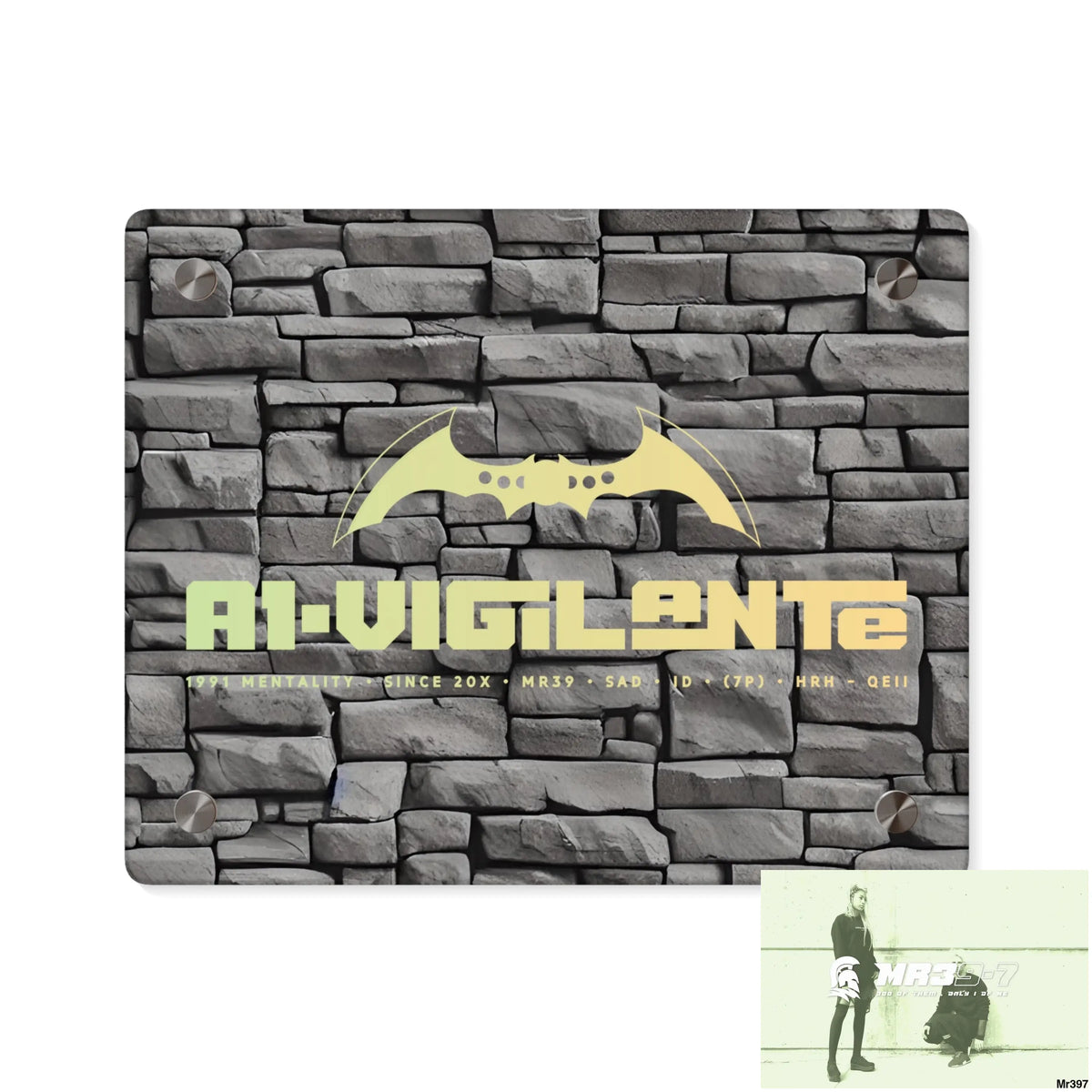 A1-Vigilante 3D Dark Black Brick Wall 32k Ultrarealistic High quality Acrylic Wall Art Panels 10″ x 8″ (Horizontal)