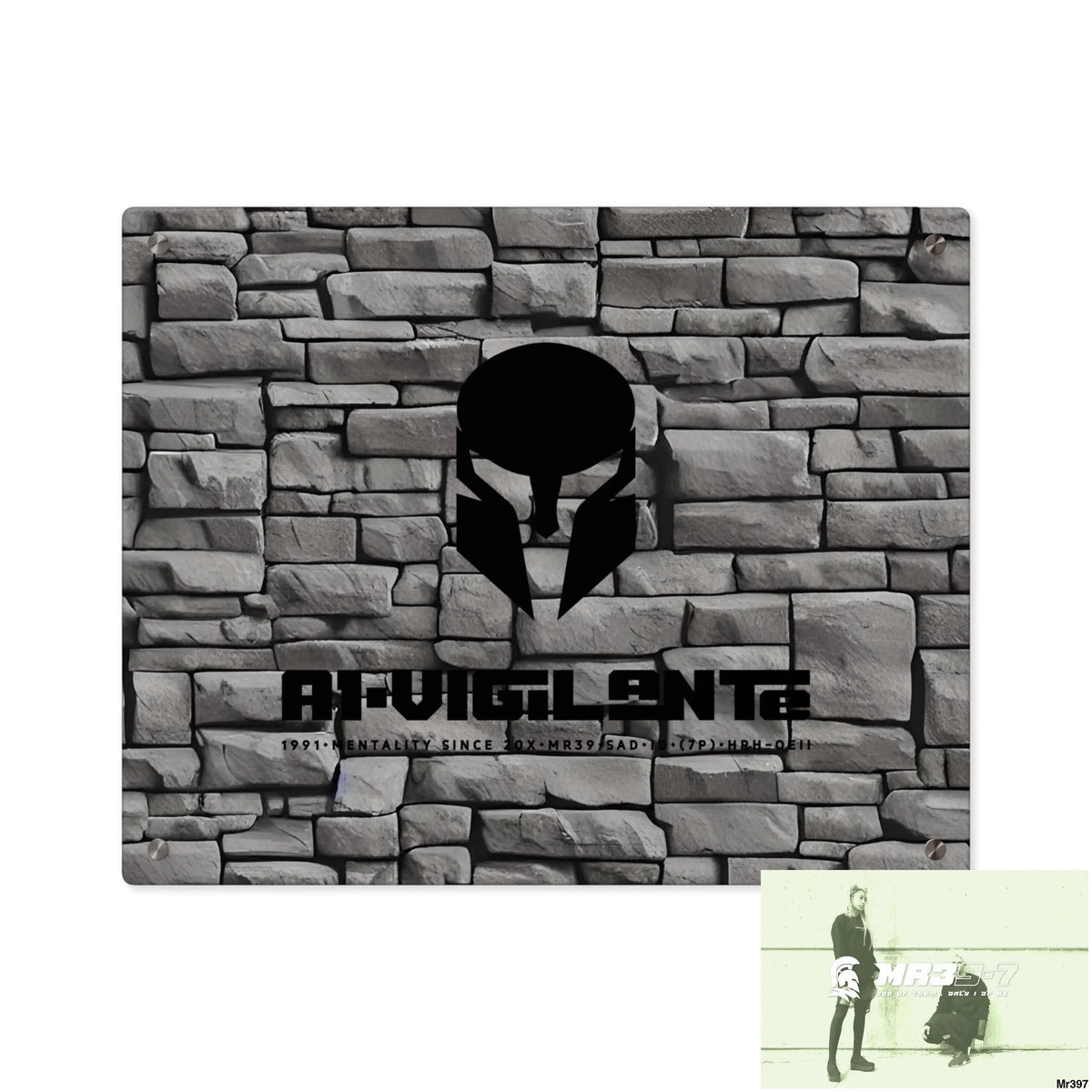 A1-Vigilante 3D Dark Black Brick Wall 32k Ultrarealistic High quality Acrylic Wall Art Panels 20″ x 16″ (Horizontal)