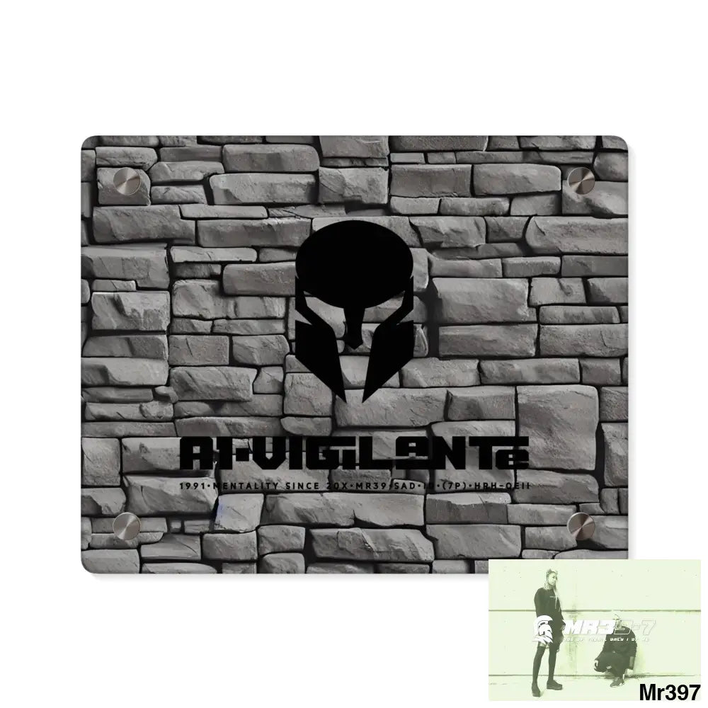 A1-Vigilante 3D Dark Black Brick Wall 32k Ultrarealistic High quality Acrylic Wall Art Panels 10″ x 8″ (Horizontal)
