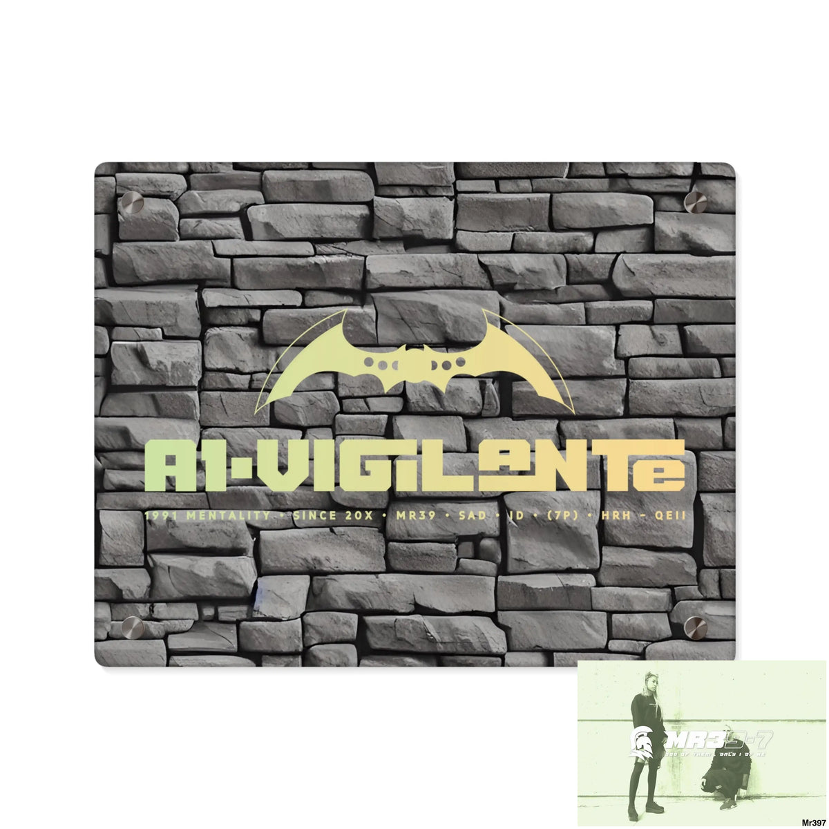 A1-Vigilante 3D Dark Black Brick Wall 32k Ultrarealistic High quality Acrylic Wall Art Panels 14″ x 11″ (Horizontal)