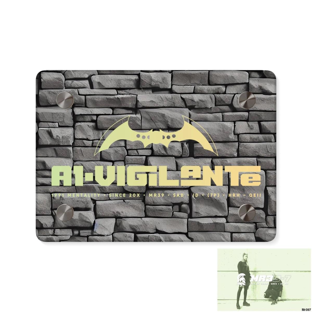 A1-Vigilante 3D Dark Black Brick Wall 32k Ultrarealistic High quality Acrylic Wall Art Panels 7’’ x 5’’ (Horizontal)