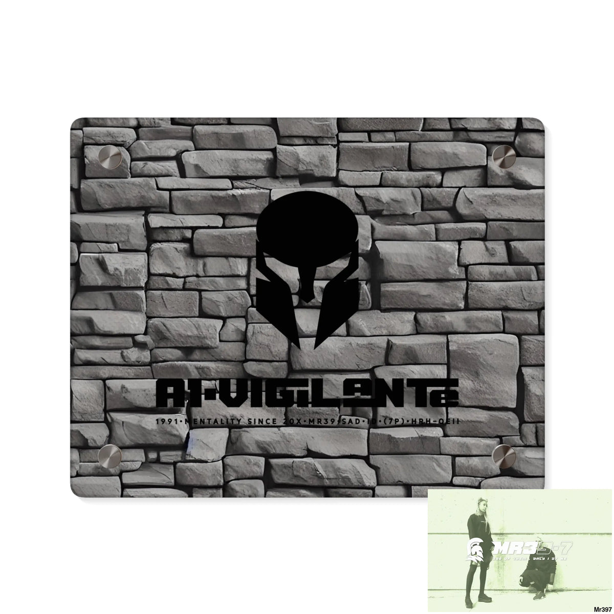 A1-Vigilante 3D Dark Black Brick Wall 32k Ultrarealistic High quality Acrylic Wall Art Panels 10″ x 8″ (Horizontal)