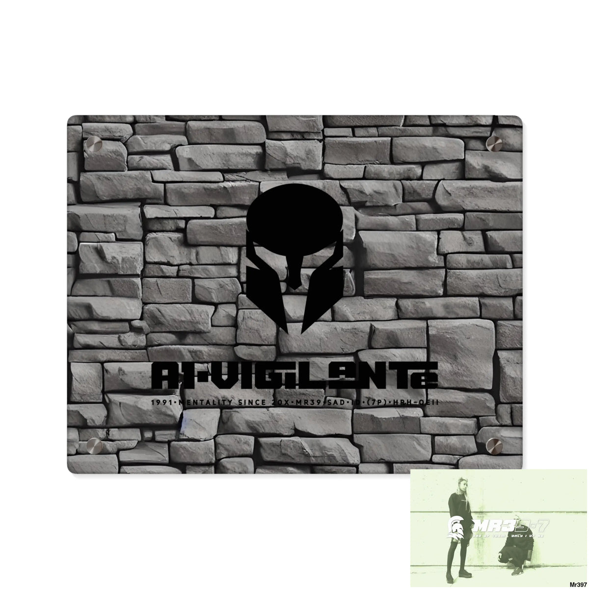 A1-Vigilante 3D Dark Black Brick Wall 32k Ultrarealistic High quality Acrylic Wall Art Panels 14″ x 11″ (Horizontal)