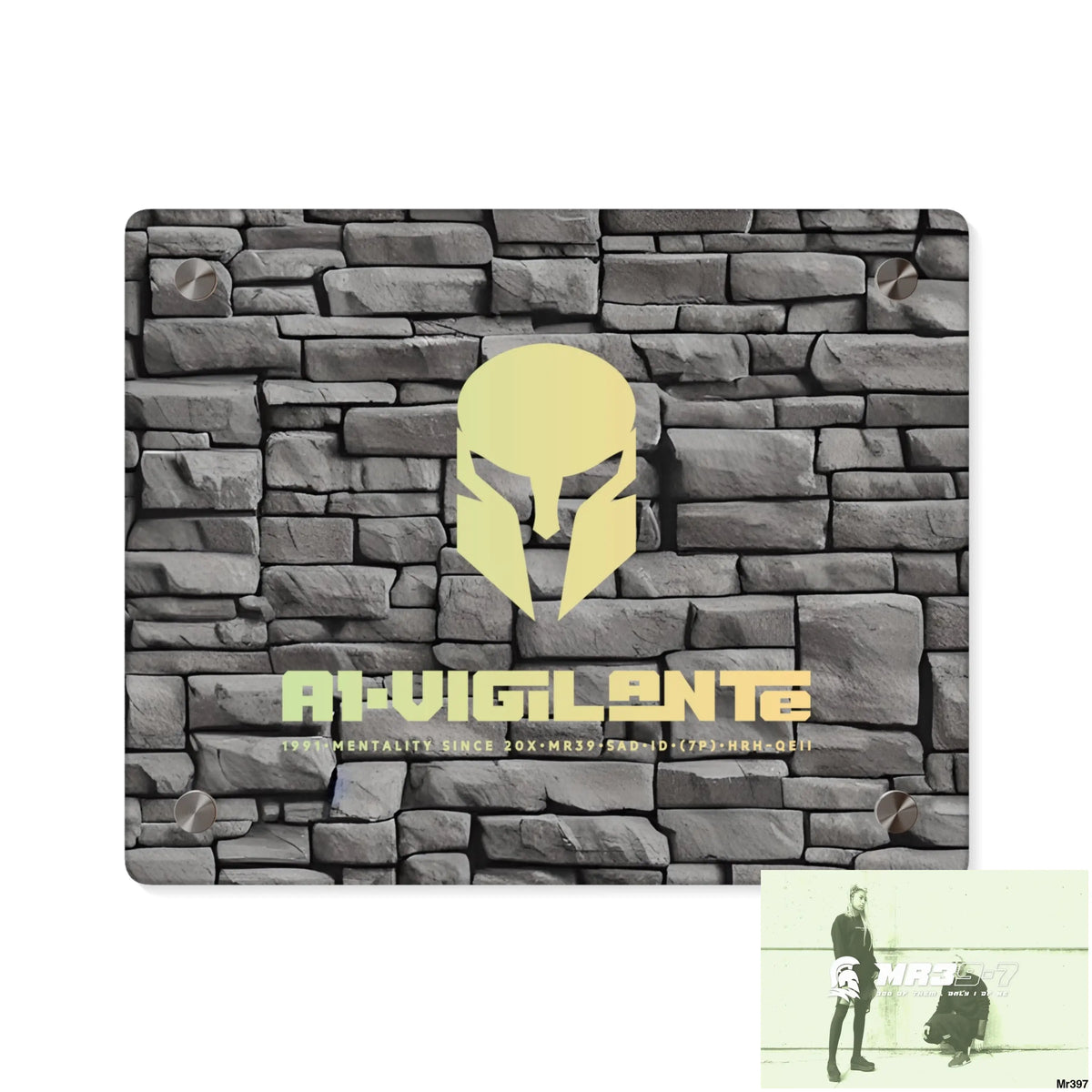 A1-Vigilante 3D Dark Black Brick Wall 32k Ultrarealistic High quality Acrylic Wall Art Panels 10″ x 8″ (Horizontal)