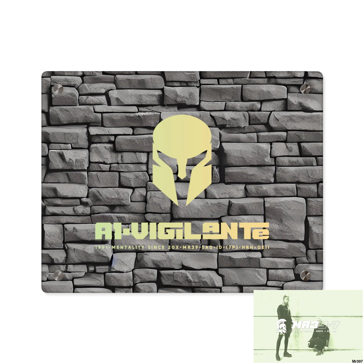 A1-Vigilante 3D Dark Black Brick Wall 32k Ultrarealistic High quality Acrylic Wall Art Panels 14″ x 11″ (Horizontal)