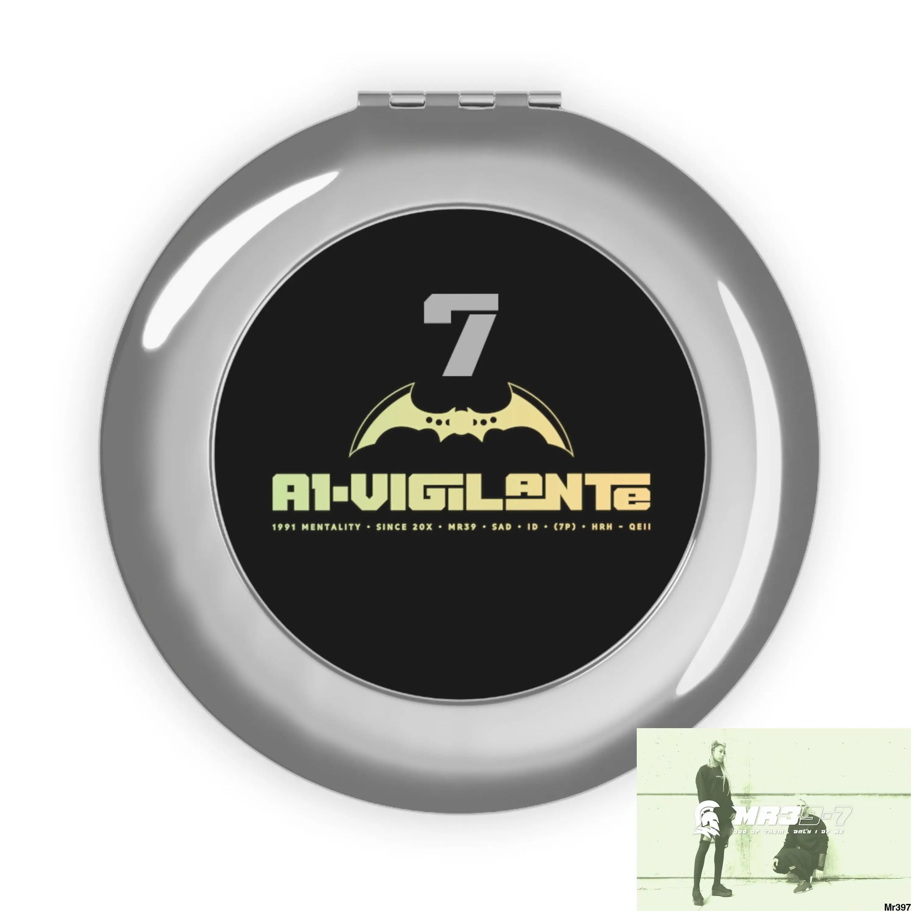 A1-Vigilante- 7 Compact Travel Mirror Silver / Glossy / One size Accessories