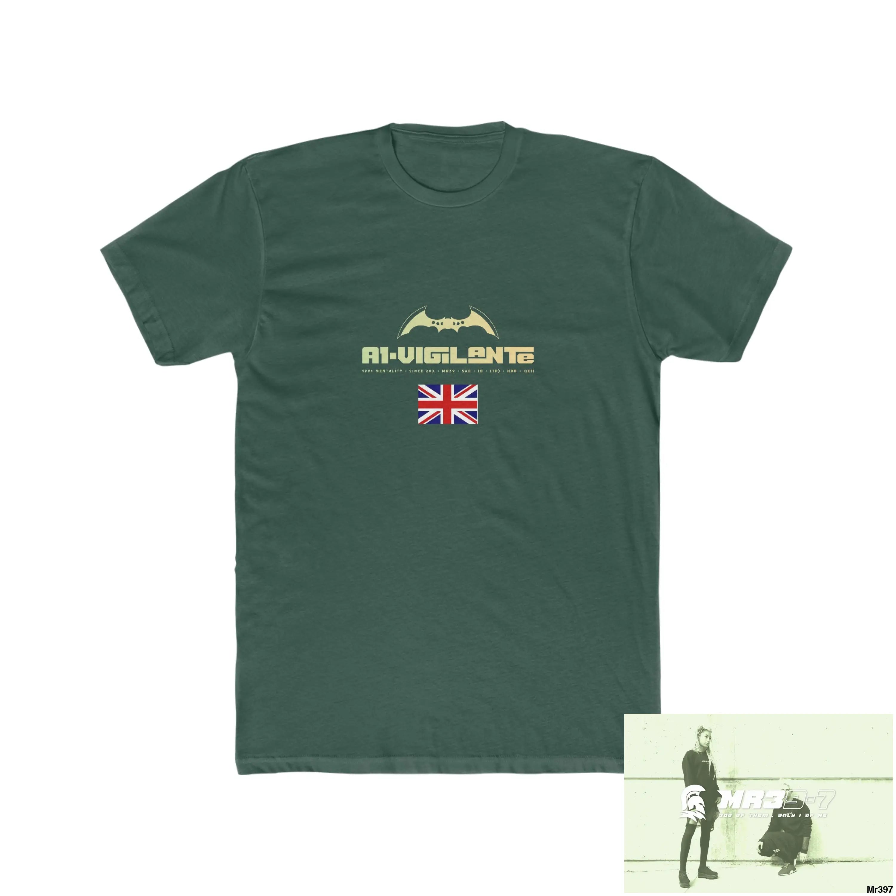 A1-Vigilante Barmouth X Thailand My Planned Death 2016 (2001-2023) Men’s Cotton Crew Tee Solid Forest Green / S T-Shirt
