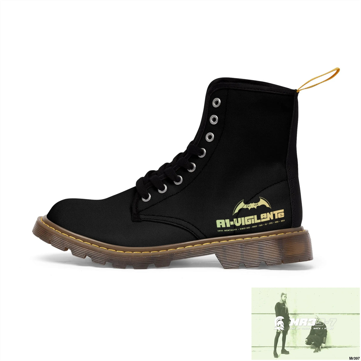 A1- Vigilante Black Canvas Boots Shoes